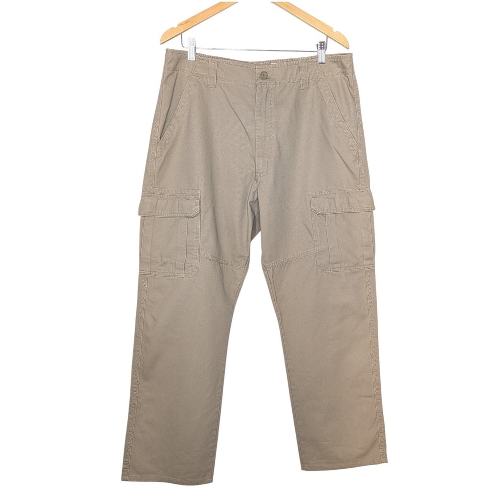 Wrangler Relaxed Fit Cotton Cargo Straight Leg Pants Tan Beige 36 x 34